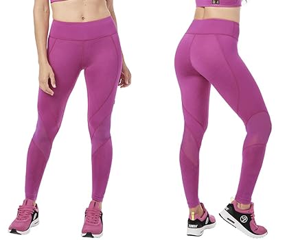ZUMBA Women's Tummy Control Workout Leggings, Mesh Leggings